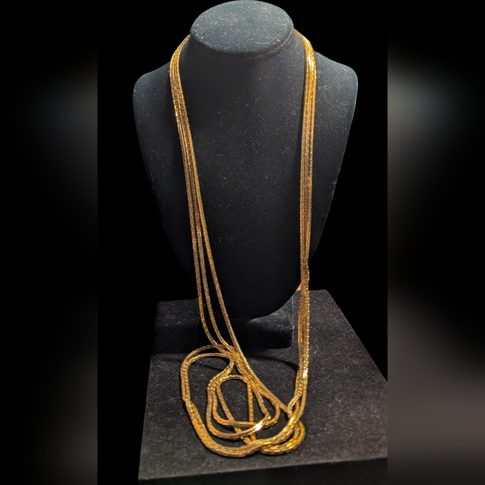 Grosse Germany Dior Designer Vintage 1973 Gold Plated 3 Strand Long Chain.